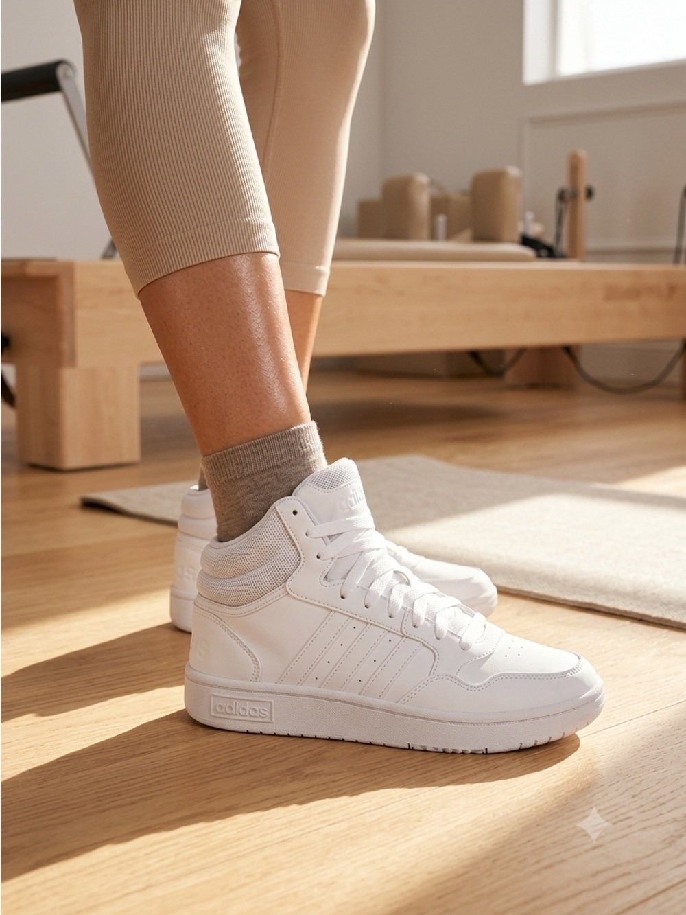 Adidas Hoops 3.0 Mid Cloud White High Top Sneakers - Size US 6 (EU 37.5)